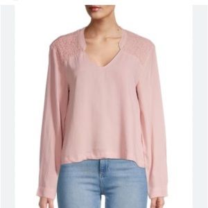 Anthropologie Cloth & Stone Pink Smocked Blouse Size L